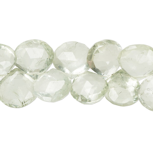 Green quartz 1pkg1, hand-cut top-drilled faceted puffed teardrop bead 7 inch 11x10mm-13x13mm image number 0