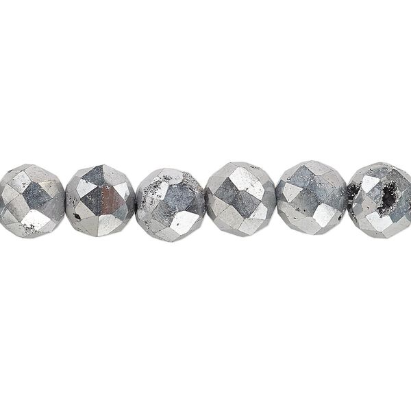Druzy agate 1pkg1, electroplated faceted round bead 8 inch 8mm image number 0