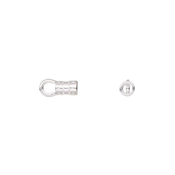 Crimp, silver-plated brass, 5.5x3.5mm tube with loop, 2.2mm inside diameter. Sold per pkg of 100. image number 0