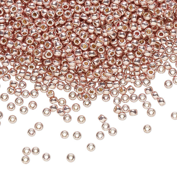 Seed bead, TOHO BEADS®, glass, pkg/50g, #11 round, opaque galvanized PermaFinish sweet blush (TR-11-PF552). image number 0
