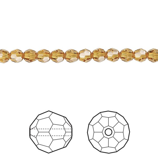 Bead 12pk golden topaz, Crystal Passions® 4mm round 5000 image number 0