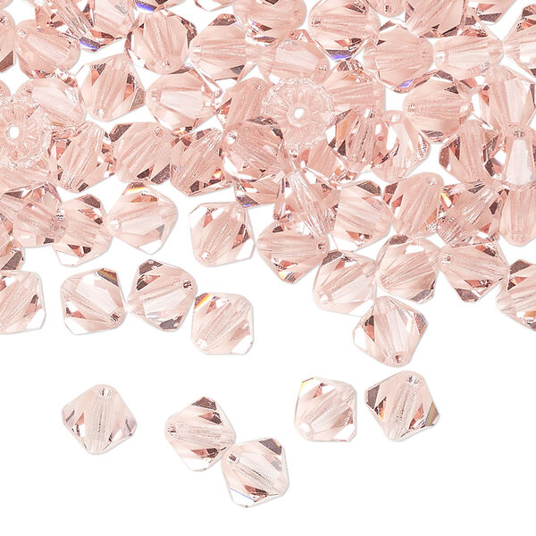 Bead 288pk light rose, Preciosa Czech crystal 6mm bicone image number 0