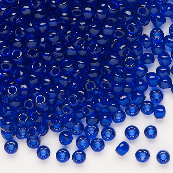 Seed bead, Dyna-Mites™, glass, transparent cobalt, #6 round. Sold per 40-gram pkg. image number 0