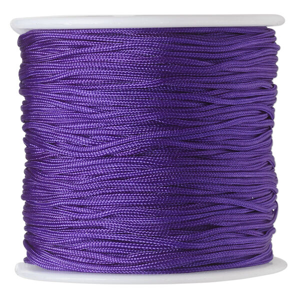 Cord, imitation silk, purple, 1mm. Sold per 100-foot spool. image number 0