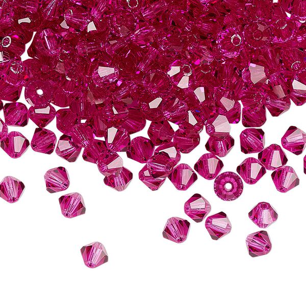 Bead 144pk fuchsia, Preciosa Czech crystal 4mm bicone image number 0