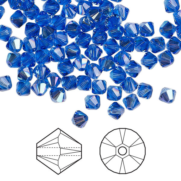 Bead 1440pk sapphire shimmer, Swarovski® 4mm XILION bicone 5328 image number 0