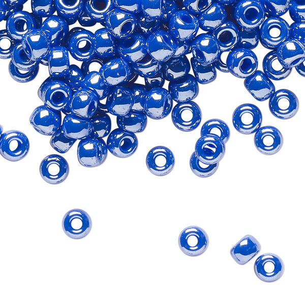 Seed bead, Miyuki, glass, pkg/25g, #6 rocaille, opaque luster cyan blue, (RR-432). image number 0