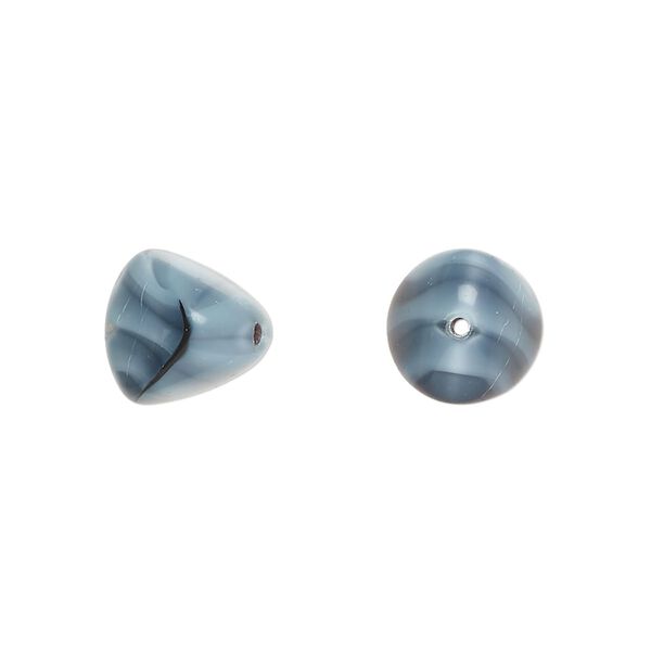 Bead, Czech pressed glass, light blue/black, 12x11mm trigon. Sold per 15" to 16" strand. image number 0