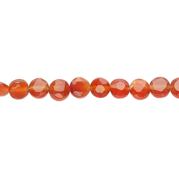 Carnelian 1pkg1, faceted flat round bead 15.5-16 inch 5mm image number 0