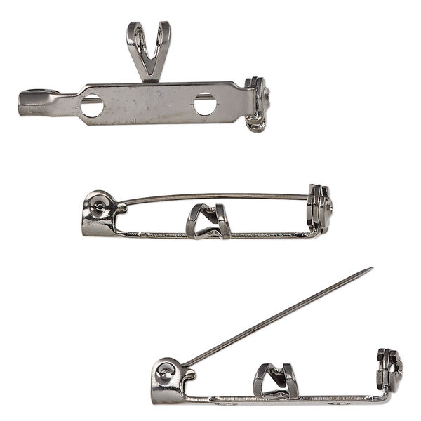 Pin back, gunmetal-finished steel and "pewter" (zinc-based alloy), 26x12mm with 7x4.5mm bail. Sold per pkg of 10. image number 0