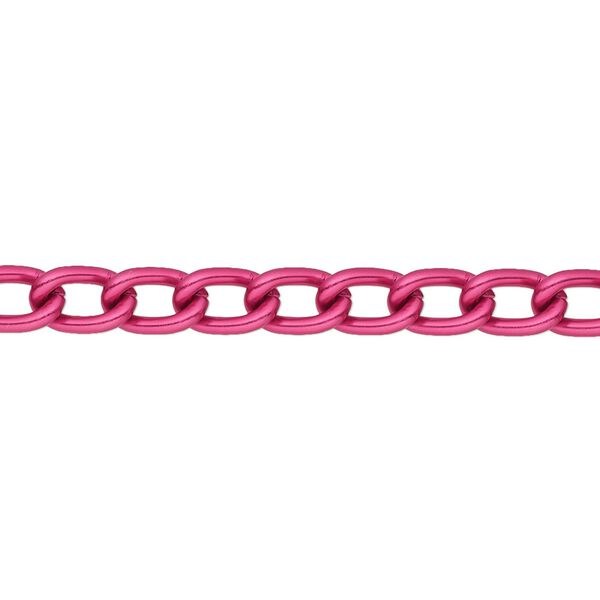 Chain, anodized aluminum, fuchsia, 5mm curb. Sold per pkg of 5 feet. image number 0