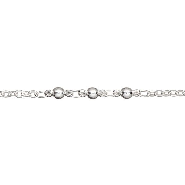 Chain, silver-plated brass, 3mm triple ball. Sold per pkg of 5 feet. image number 0