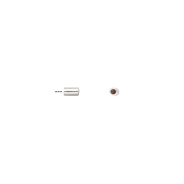 Cord cap, glue-in, silver-finished brass, 4.5x2mm with 1.3mm inside diameter. Sold per pkg of 6. image number 0