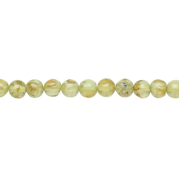 Peridot 1pkg1, hand-cut round bead natural 14 inch 4-5mm image number 0