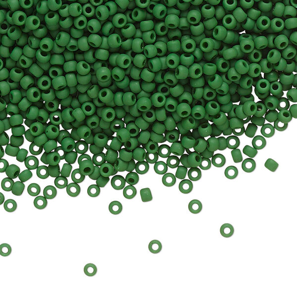 Seed bead, TOHO BEADS®, glass, pkg/50g, #11 round, opaque frosted pine green (TR-11-47HF). image number 0