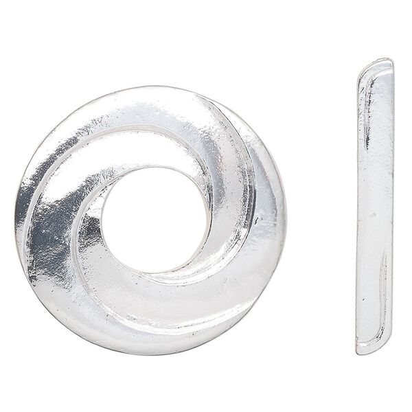 Clasp, 3-strand toggle, silver-finished "pewter" (zinc-based alloy), 35mm round swirl. Sold individually. image number 0
