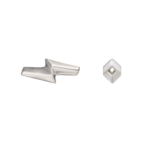 Bead, sterling silver, 17x7mm lightning bolt. Sold individually. image number 0