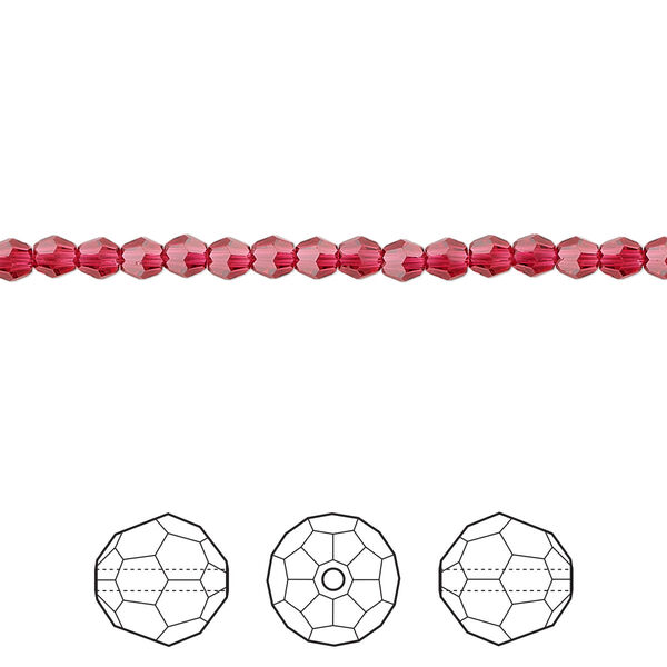Bead 720pk scarlet, Swarovski® 3mm round 5000 image number 0