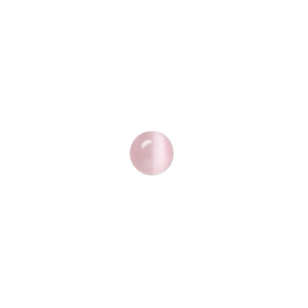 Cabochon, cat's eye glass (fiber optic glass), pink, 6mm calibrated round, quality grade. Sold per pkg of 10. image number 0