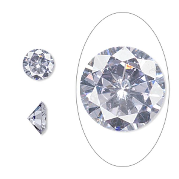 Gem, cubic zirconia, lavender, 8mm faceted round, Mohs hardness 8-1/2. Sold individually. image number 0