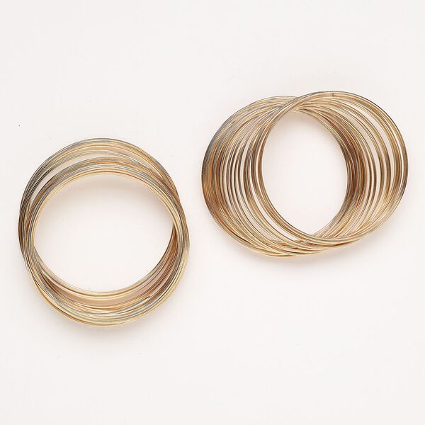 Steel 1pkg2, memory wire bracelet gold-finished 38-loop 2.5 inch image number 0