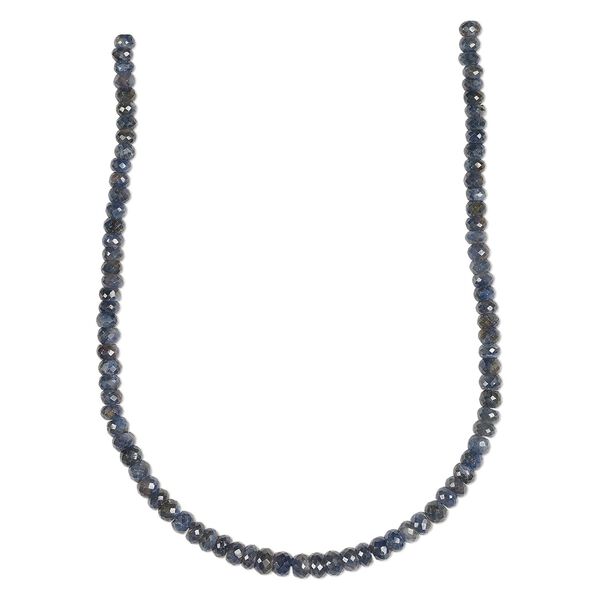 Blue-grey sapphire 1pkg1, hand-cut faceted rondelle bead 14 inch graduated 5x3mm-7x6mm image number 0