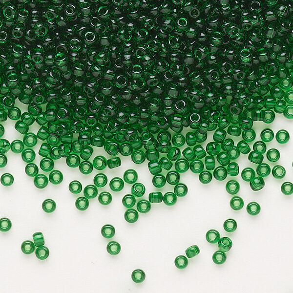 Seed bead, Dyna-Mites™, glass, pkg/1/2kg, #11 round, transparent emerald green, (22 11/0 RR). image number 0