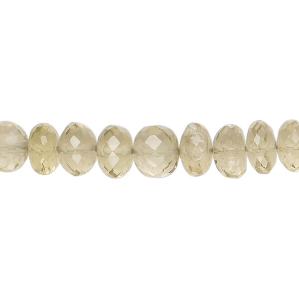 Lemon quartz 1pkg1, hand-cut micro-faceted rondelle bead 13 inch 7x4mm-8x6mm image number 0