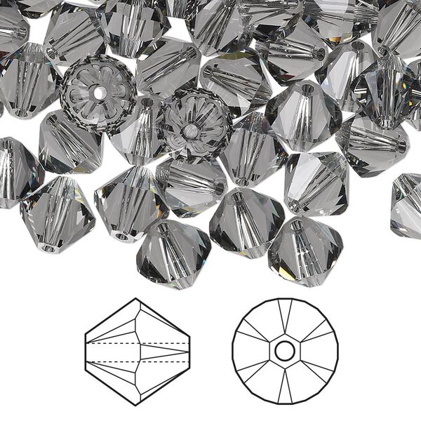 Bead 72pk black diamond, Crystal Passions® 8mm bicone 5328 image number 0