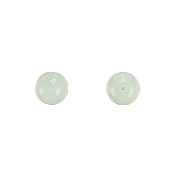 Green aventurine 1pkg2, hand-cut half-drilled faceted round bead natural 8mm image number 0
