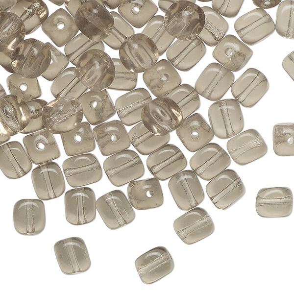 Bead, Czech pressed glass,  smoke, 6x5mm cube. Sold per 1-ounce pkg, approximately 120 beads. image number 0