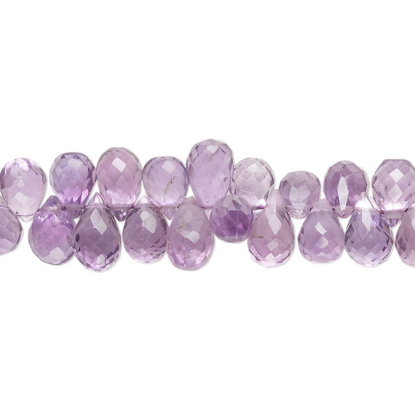 Amethyst 1pkg1, hand-cut top-drilled faceted teardrop bead natural 8 inch 6x5mm-8x5mm image number 0