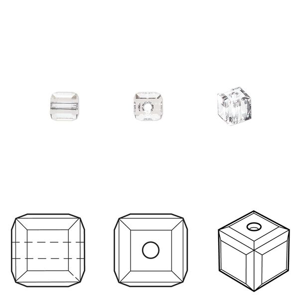 Bead 48pk crystal, Crystal Passions® 4mm cube 5601 image number 0