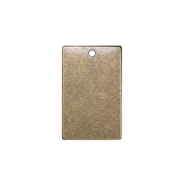 Drop, brass, 22x14mm double-sided blank flat rectangle, 26 gauge. Sold per pkg of 4. image number 0