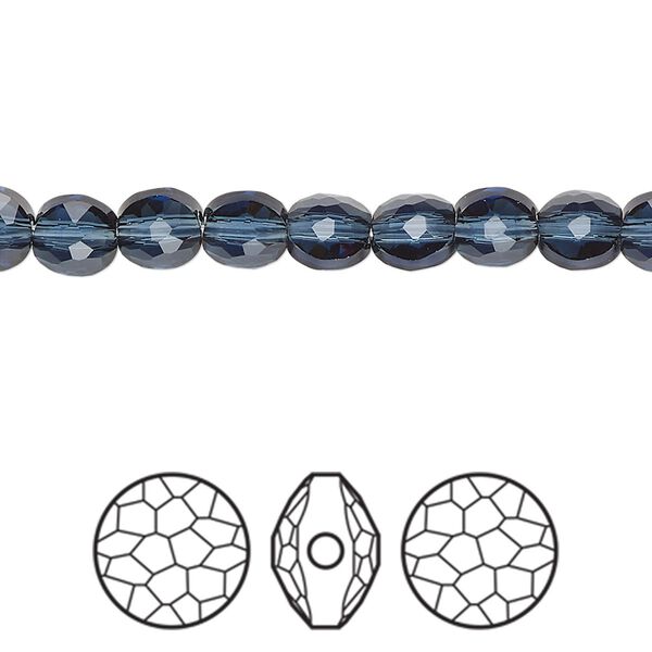 Bead 4pk montana, Crystal Passions® 6mm puffed round 5034 image number 0