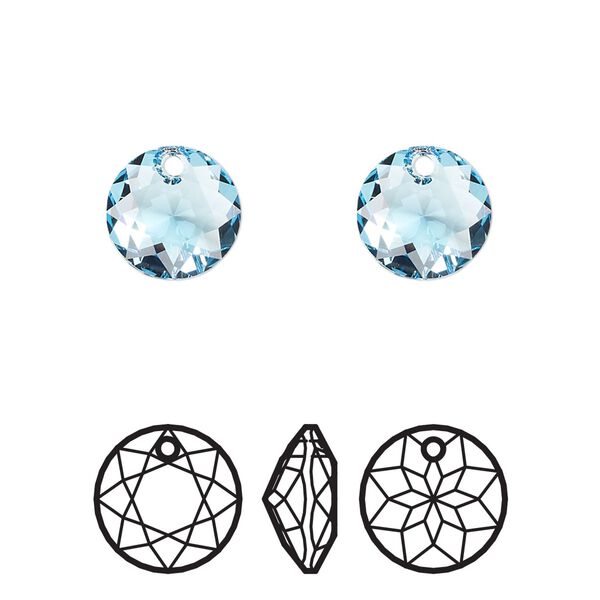 Drop 2pk aquamarine, Crystal Passions® 10mm pendant classic cut 6430 image number 0