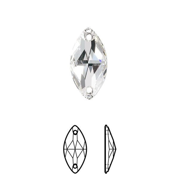 Sew-on 2pk crystal foil back, Crystal Passions® 18x9mm navette 3223 image number 0