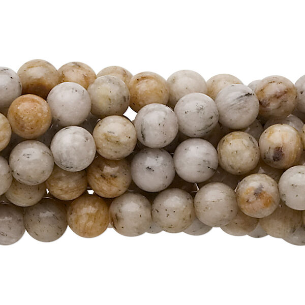 Grey feldspar 1pkg10, round bead natural 15.5-16 inch 6mm image number 0