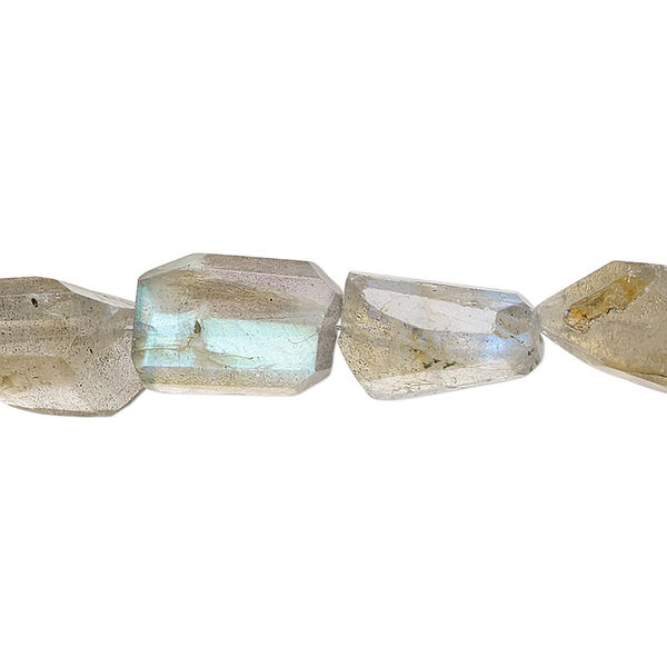 Labradorite 1pkg1, hand-cut faceted flat-sided nugget bead natural 14 inch small image number 0