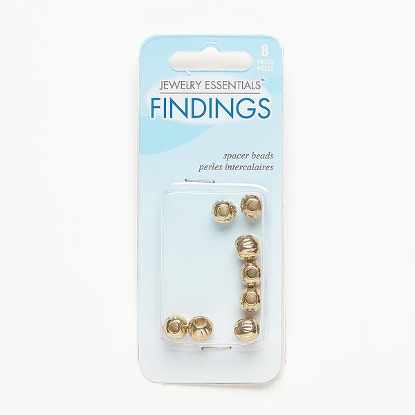 Bead, gold-finished "pewter" (zinc-based alloy), 7mm textured round with 2.8mm hole. Sold per pkg of 8. image number 0