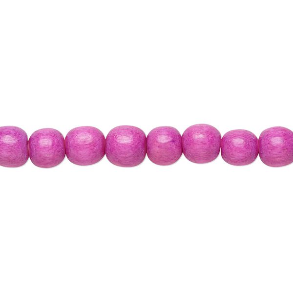 Bead, Taiwanese cheesewood (dyed / waxed), light purple, 5-6mm round. Sold per pkg of (2) 15-1/2" to 16" strands. image number 0