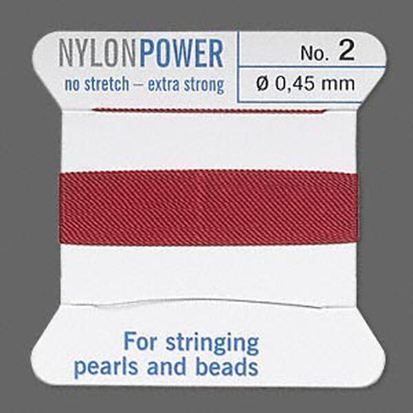 Thread, Griffin, nylon, garnet red, size #2. Sold per 2-meter card (approximately 78 inches). image number 0