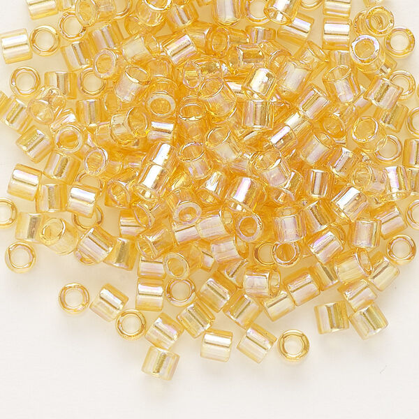 Seed bead, Delica®, glass, pkg/50g, #8 round, translucent rainbow light topaz (DBL-0100). image number 0