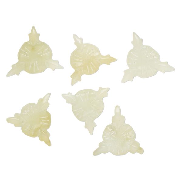 New "jade" 1pkg6, carved flower / leaves component natural 25x22mm-26x23mm image number 0