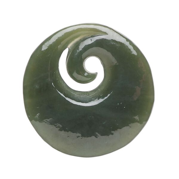 Nephrite jade 1pkg1, hand-cut 2-sided round focal natural 32mm image number 0