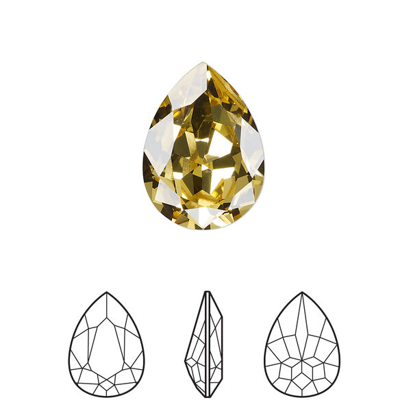 Fancy stone 1pk dark jonquil foil back, Crystal Passions® Regenerated 18x13mm pear 4320 image number 0