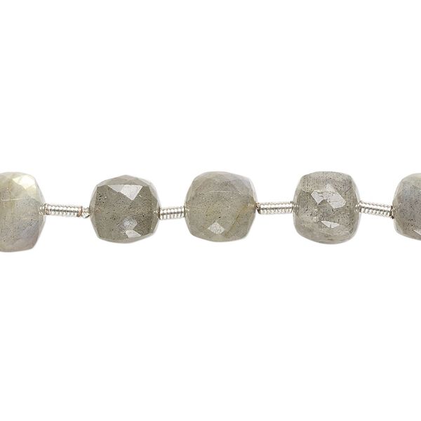 Labradorite 1pkg21, hand-cut faceted cube bead natural 6-8mm image number 0