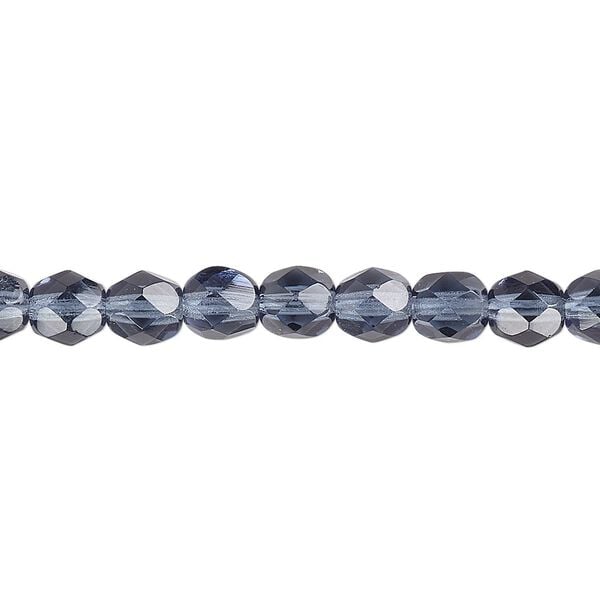 Bead, Czech fire-polished glass, translucent Montana blue, 6mm faceted round. Sold per 15-1/2" to 16" strand, approximately 65 beads. image number 0
