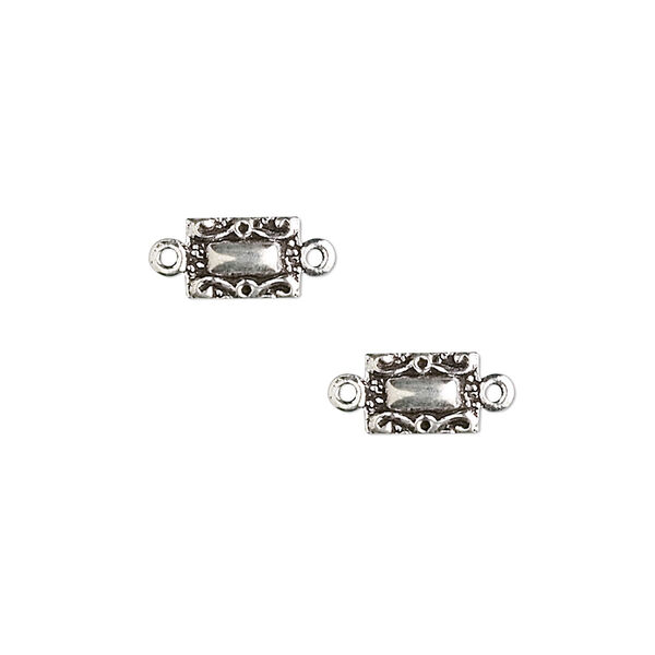 Link, antiqued sterling silver, 8x5mm stamped rectangle. Sold individually. image number 0