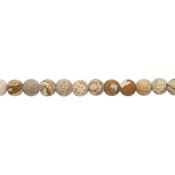 Picture jasper 1pkg1, matte round bead natural 8 inch 4mm image number 0
